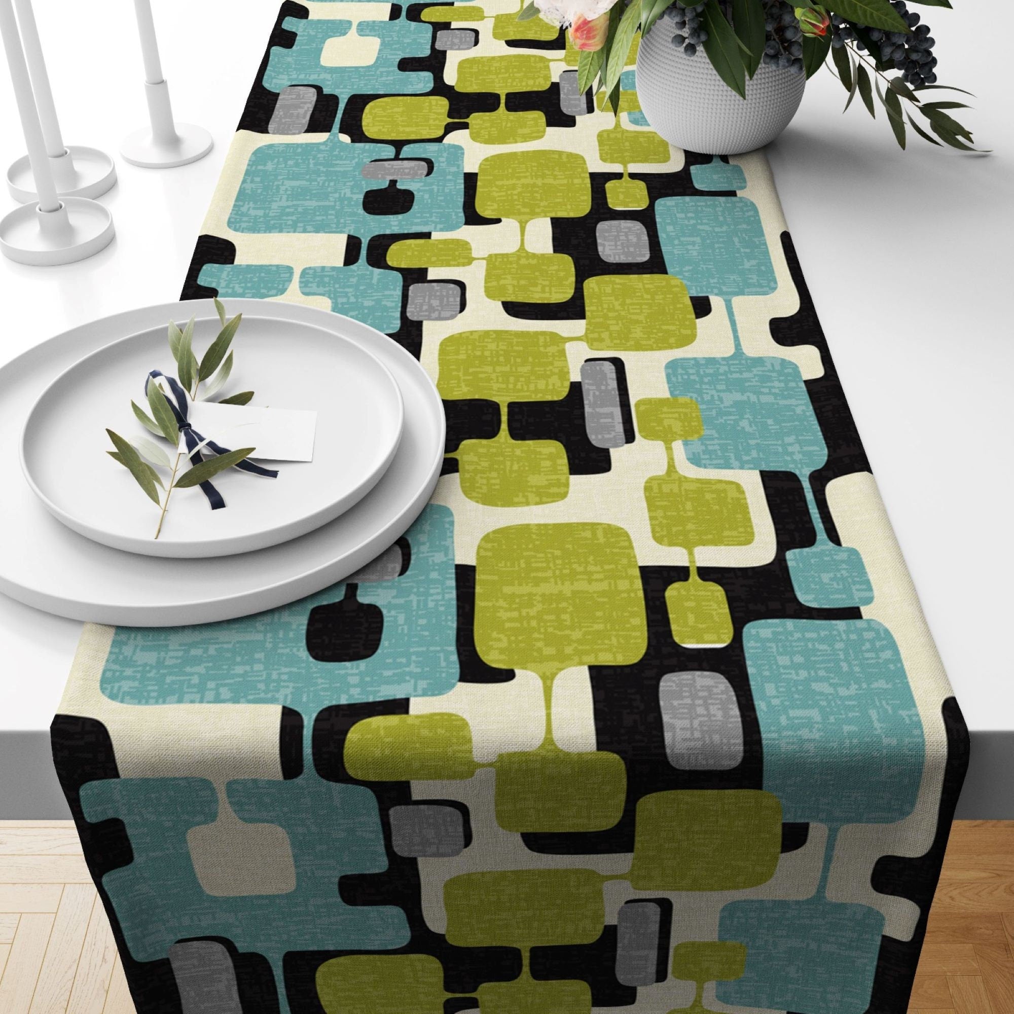 Mid Century Modern Table Runner, Retro Coffee Table Runners, 70s Mod Table Runners, MCM Table Runners, 80s Table Runnes