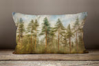 Landscape Pillow Cover, Misty Pine Forest Throw Pillow Cover, Pine Forest Landscape Pillowcase, Mountains Pine Forest Cushion Cover