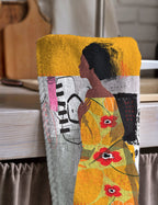African Women Tea Towels, Woman Painting Abstract Hand Towel, African Arts Kitchen Towels, African Dish Towel, Print African Tea Towels