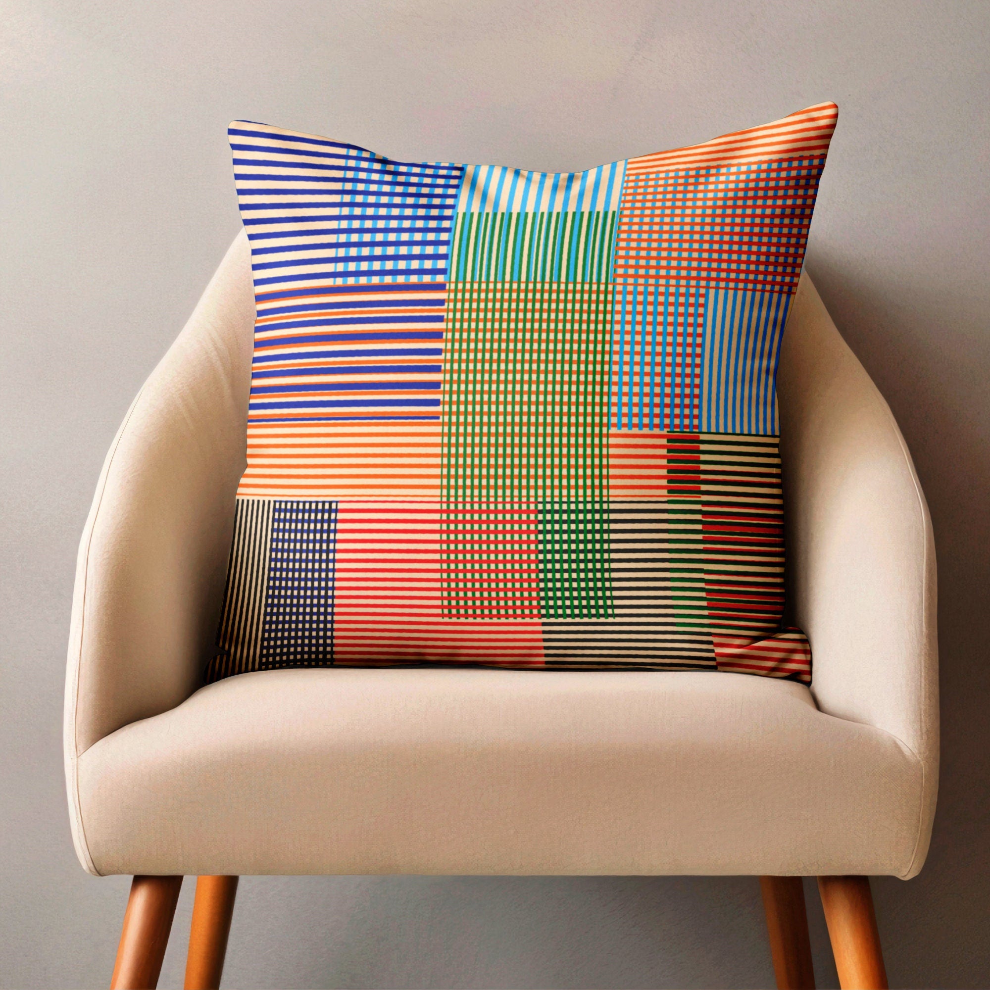 Multicolor Abstract Line Pillow Cover, Abstract Cushion Cover, Face Abstract Throw Pillow Cover, Abstract Face Pillowcase