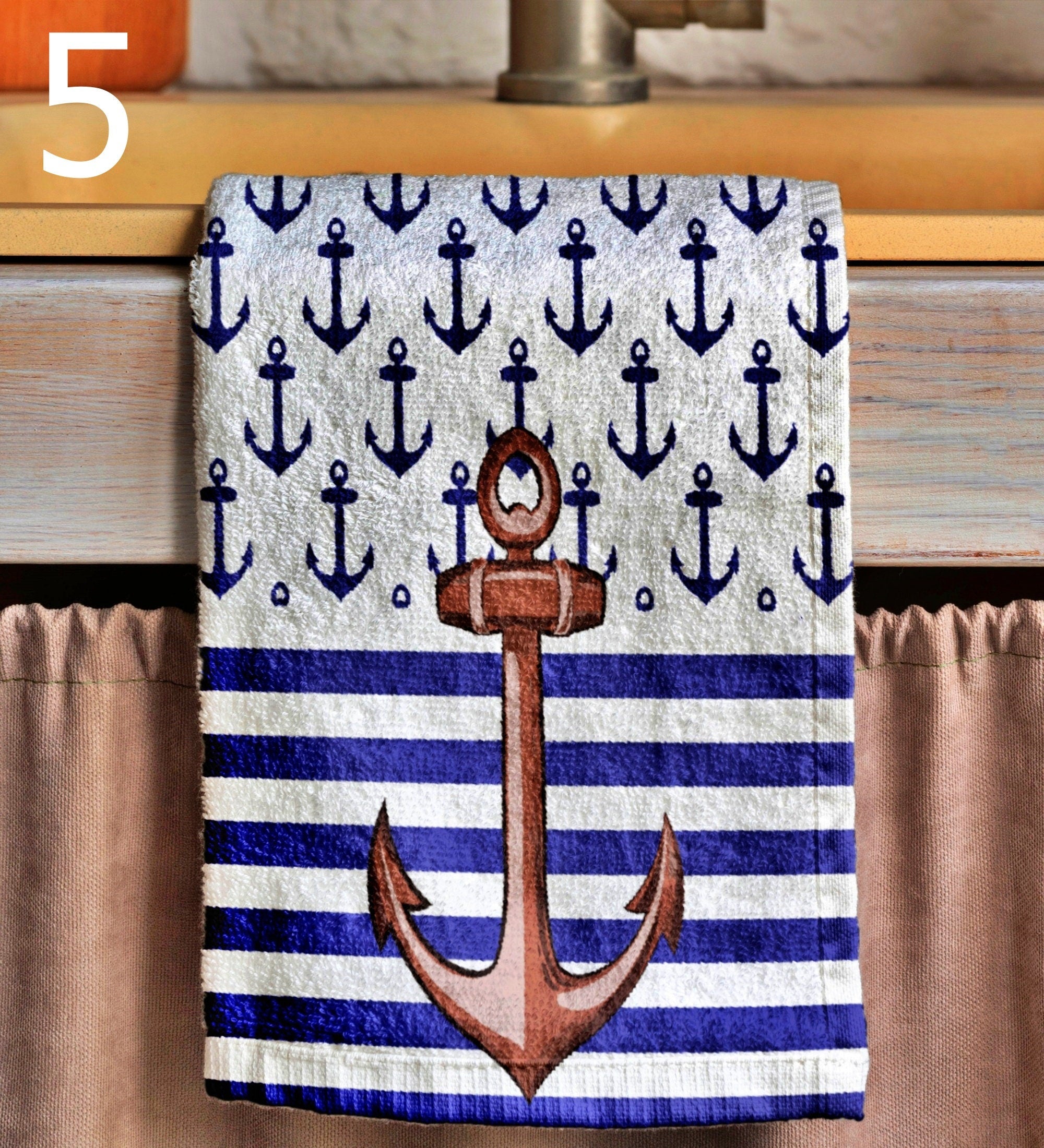 Nautical Tea Towels, Maritime Printed Dish Towel, Sailor Tea Towel, Coastal Kitchen Decor Tea Towels, Anchor Hand Towels