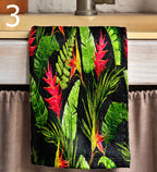 Exotic Tea Towels, Tropical Tea Towels, Tropical Flowers Dish Towel, Exotic Bir of Paradise Hand Towel, Botanical Kitchen Towels