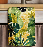 Tropical Tea Towels, Tropical Leaves Dish Towel, Exotic Flowers Hand Towel, Multicolor Botanical Kitchen Towels, Green Leaf Hand Towels