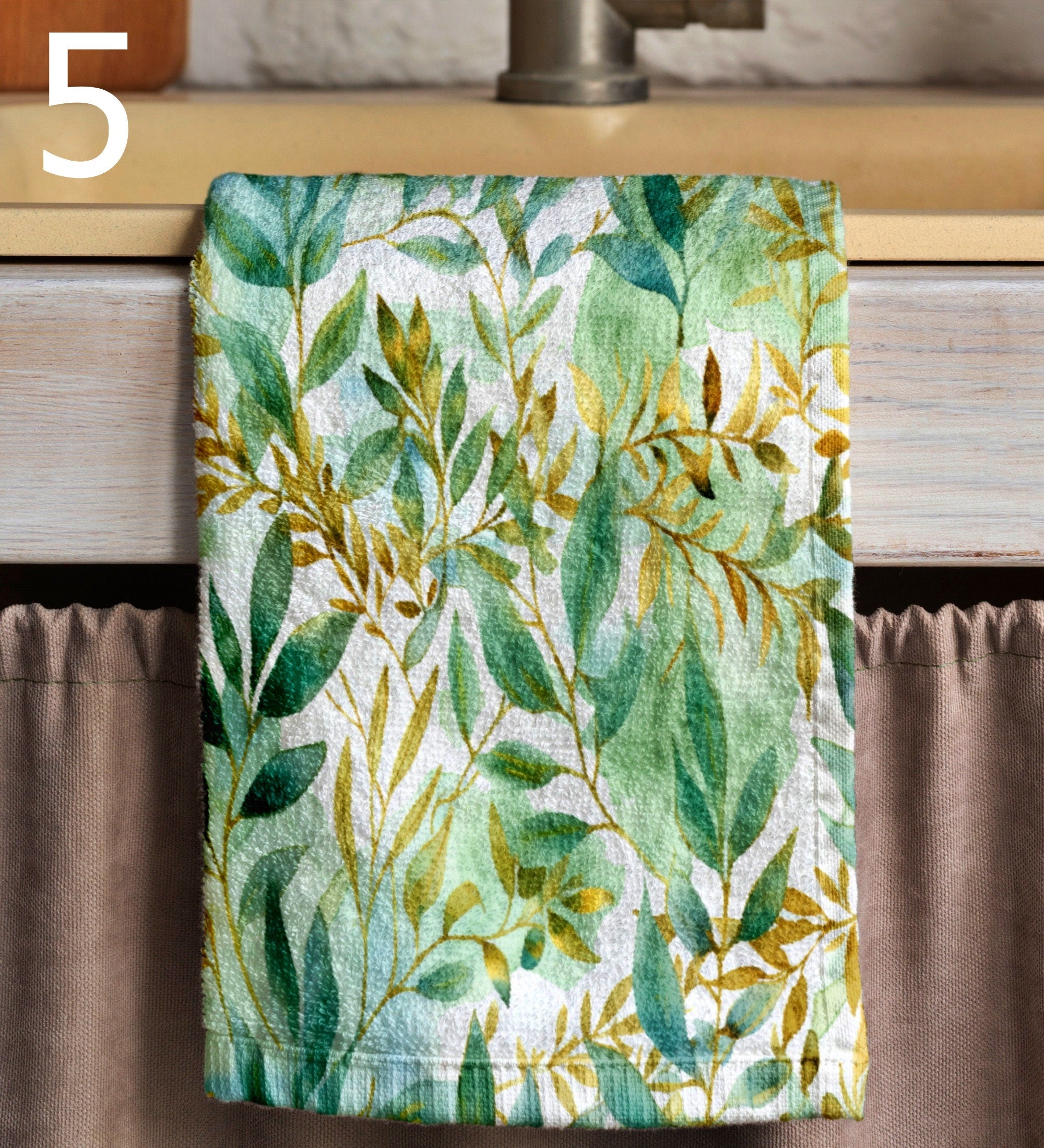 Botanical Leaves Towels, Tropic Leaves Tea Towels, Tropical Leaf Dish Towel, Exotic Leaf Print Hand Towels, Botanical Fingertip Towels