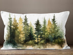 Landscape Pillow Cover, Misty Pine Forest Throw Pillow Cover, Pine Forest Landscape Pillowcase, Mountains Pine Forest Cushion Cover