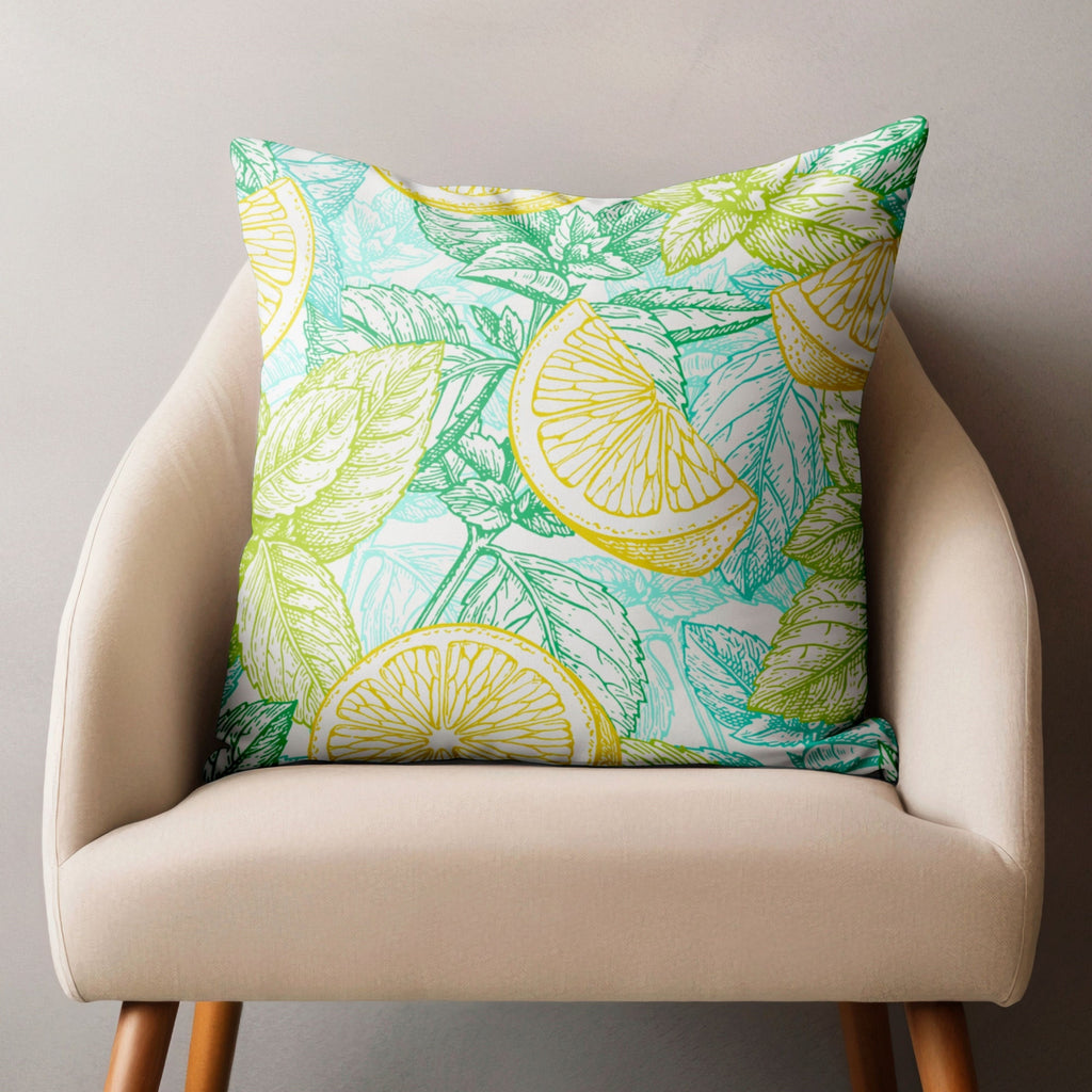 Lemon Pillow Covers, Floral Summer Pillowcase, Lemon Kitchen Decor, Lemon Pillow Covers, Outdoor Lemon Cushion Covers, Lemons Home Decor