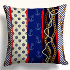 Nautical Pillow Covers with Anchors & Ropes, Coastal Marine Indoor/Outdoor Cushion Cover, Beach House Style Pillowcases