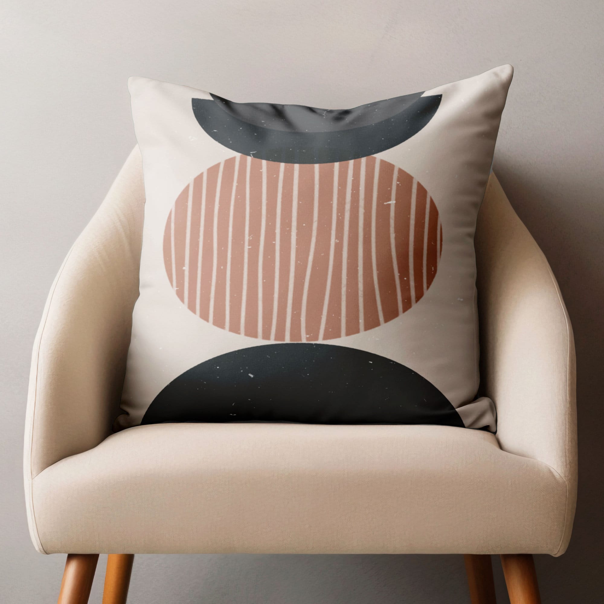 Geometric Line Art Cushion Covers, Mid Century Modern Pillow Covers, Abstract Circle Accent Pillowcases, Minimalist Throw Pillow Cover