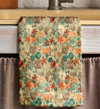 Coastal Kitchen Towel, Seashell Starfish Print Tea Towels, Ocean Themed Soft Absorbent Hand Towel, Sea Animals Hand Towel