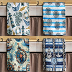 Nautical Tea Towels, Lighthouse Sailboat Kitchen Towel, Maritime Hand Towel, Rustic Nautical Dish Towel, Blue Anchor Tea Towel