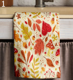 Fall Orange Leaves Kitchen Towels, Fall Leaf Hand Towel, Autumn Leaves Tea Towels, Fall Dish Towel, Autumn Leaf Tea Towels Kitchen Decor