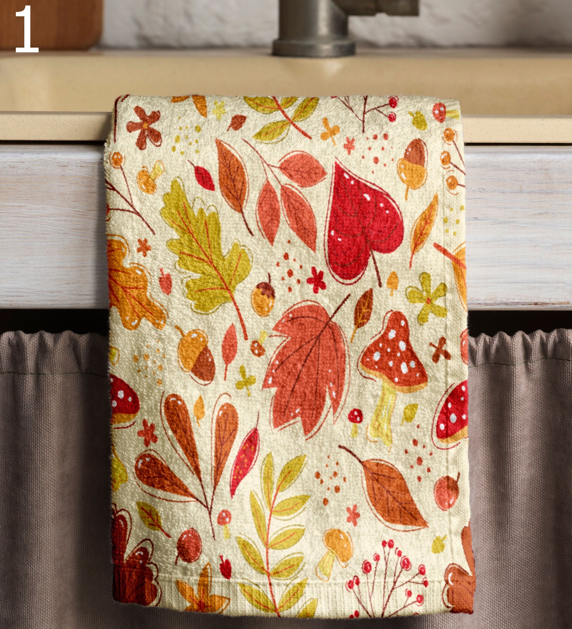 Fall Orange Leaves Kitchen Towels, Fall Leaf Hand Towel, Autumn Leaves Tea Towels, Fall Dish Towel, Autumn Leaf Tea Towels Kitchen Decor