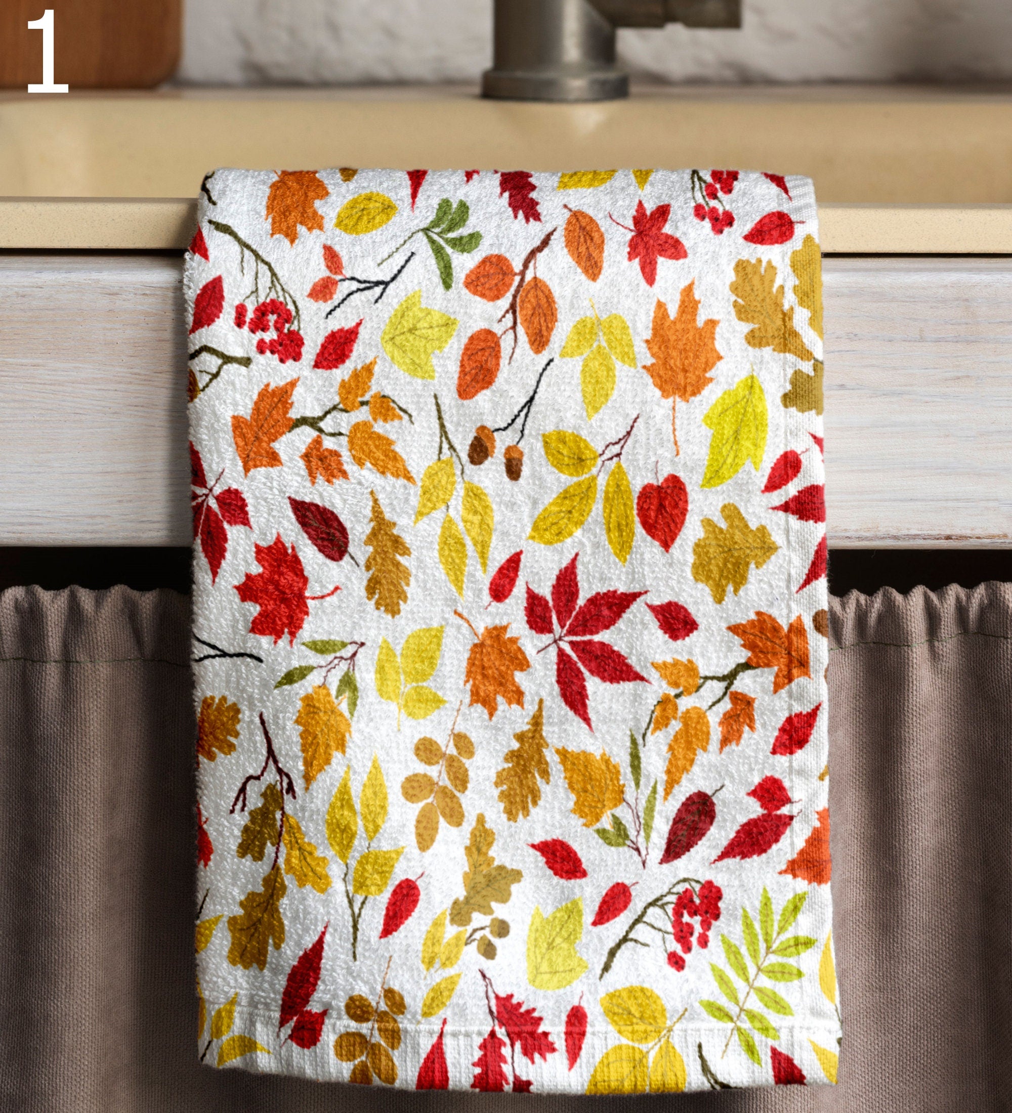 Autumn Leaves Tea Towels, Fall Dish Towel, Autumn Leaf Tea Towels Kitchen Decor, Fall Orange Leaves Kitchen Towels, Fall Leaf Hand Towel