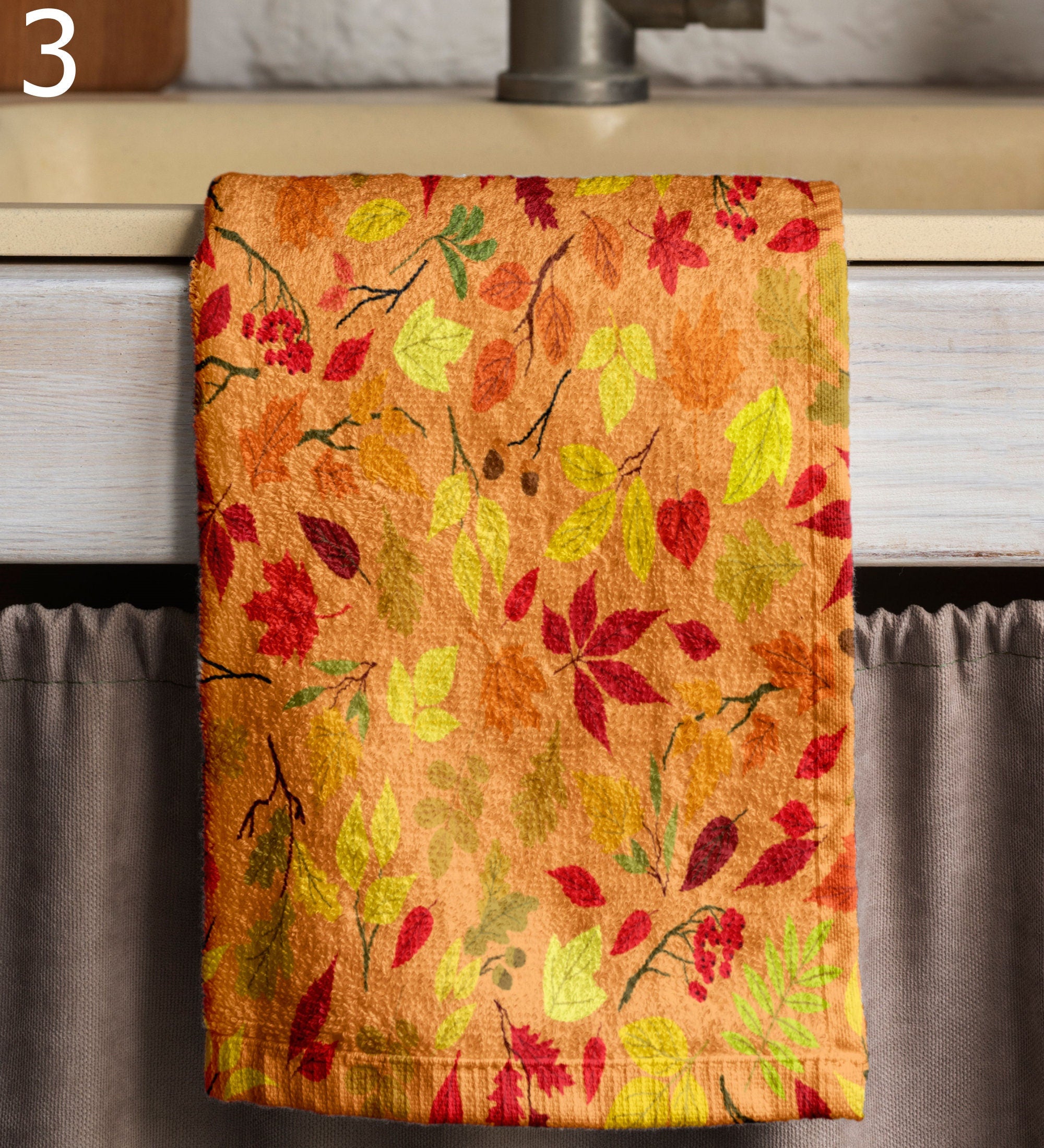 Autumn Leaves Tea Towels, Fall Dish Towel, Autumn Leaf Tea Towels Kitchen Decor, Fall Orange Leaves Kitchen Towels, Fall Leaf Hand Towel