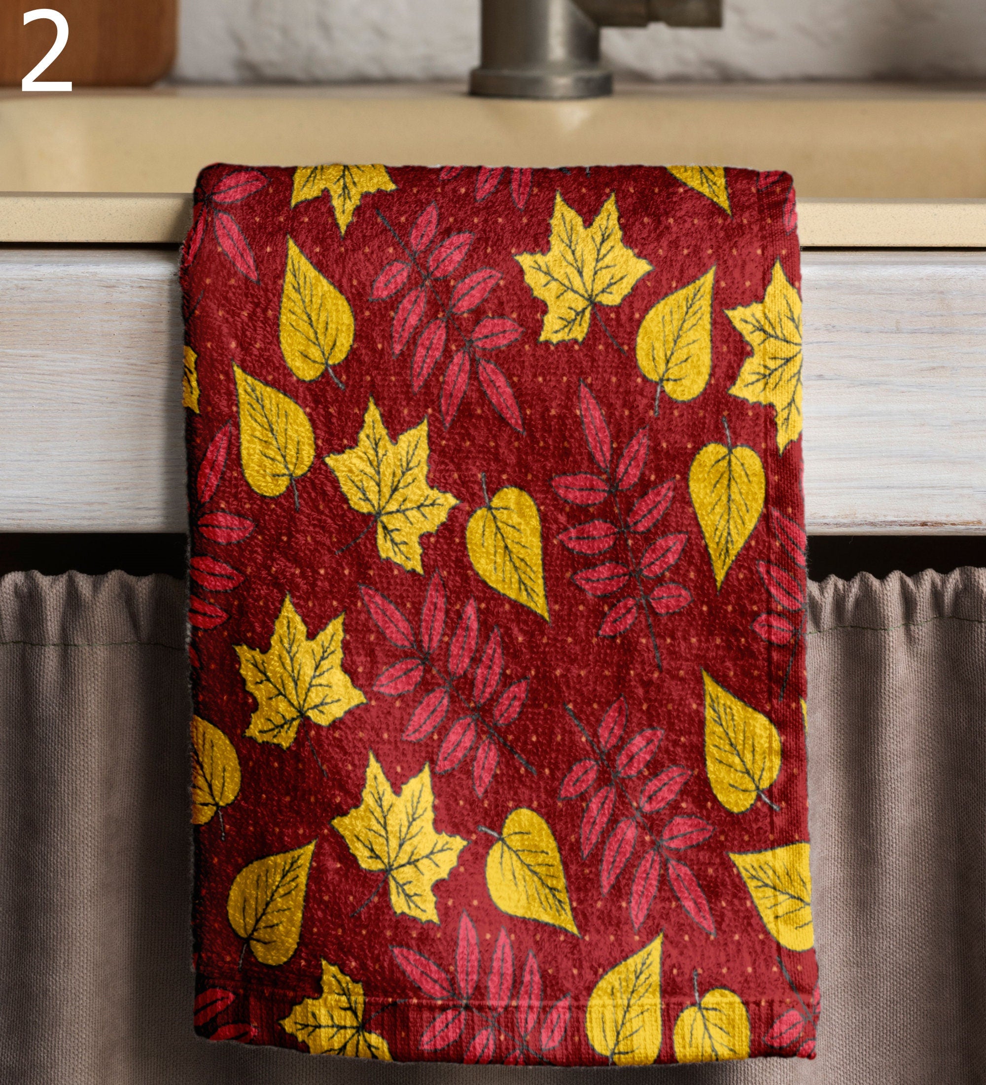 Autumn Leaves Tea Towels, Fall Dish Towel, Autumn Leaf Tea Towels Kitchen Decor, Fall Orange Leaves Kitchen Towels, Fall Leaf Hand Towel