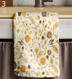 Autumn Kitchen Towels, Fall Tea Towels, Rustic Leaf Print Dish Towels, Thanksgiving Hand Towels, Nature Forest Decor Dish Towels