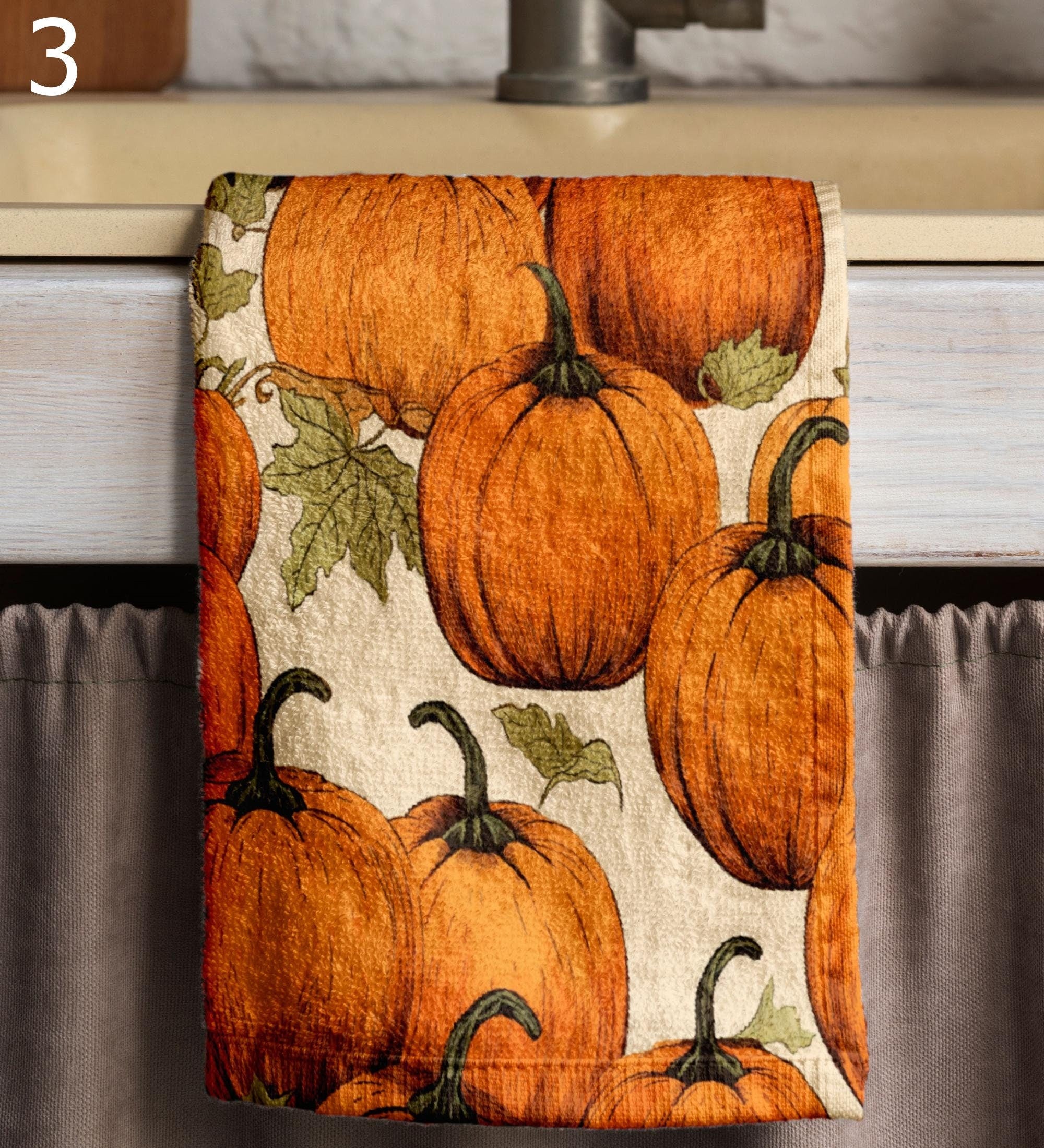 Thanksgiving Pumpkin Tea Towels, Thanksgiving Pumpkin Dish Towel, Fall Orange Kitchen Towels, Pumpkin Harvest Tea Towels, Fall Hand Towel