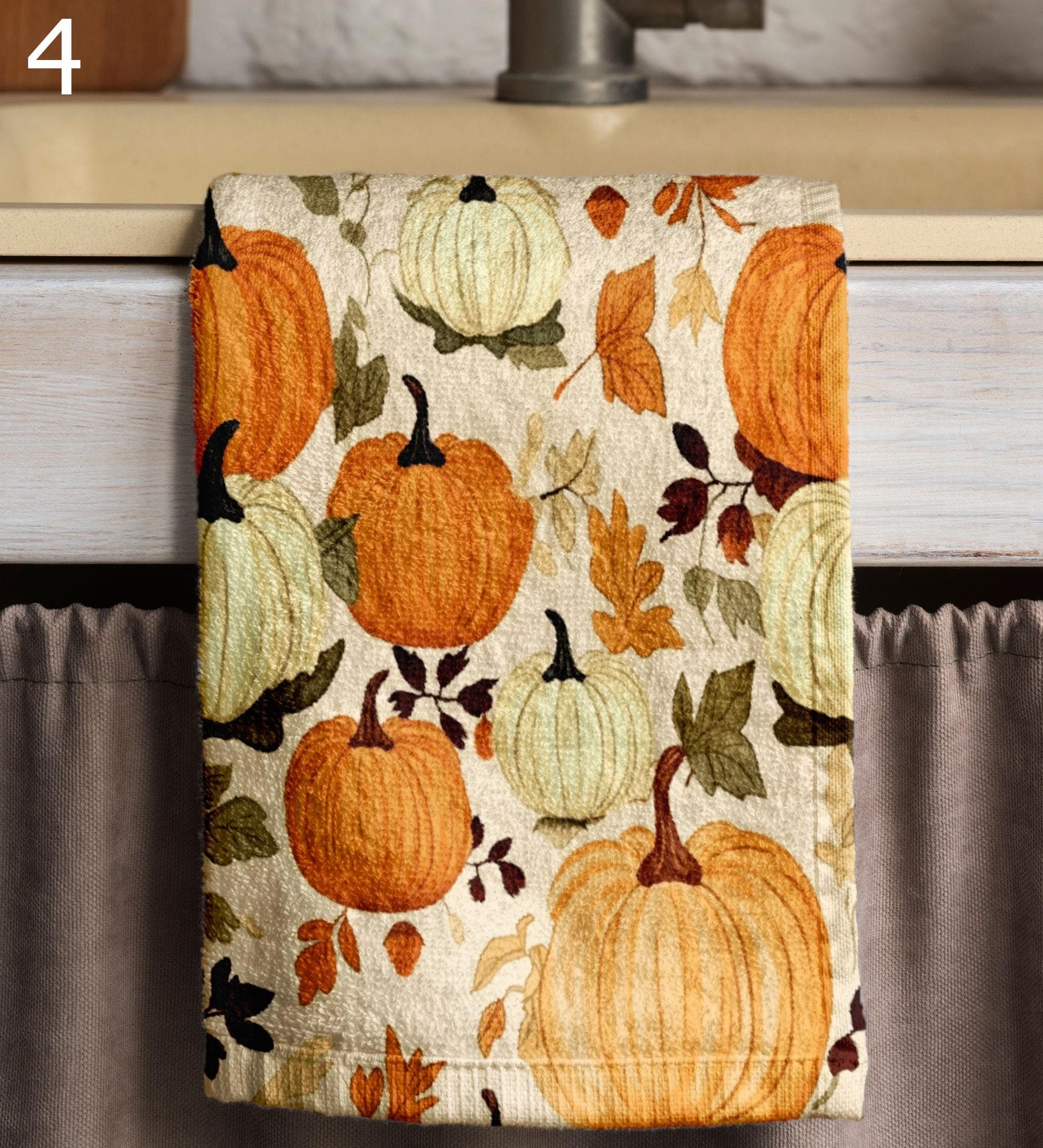 Autumn Pumpkin Tea Towels, Thanksgiving Pumpkin Dish Towel, Fall Orange Pumpkin Kitchen Towels, Pumpkin Harvest Tea Towels, Fall Hand Towel