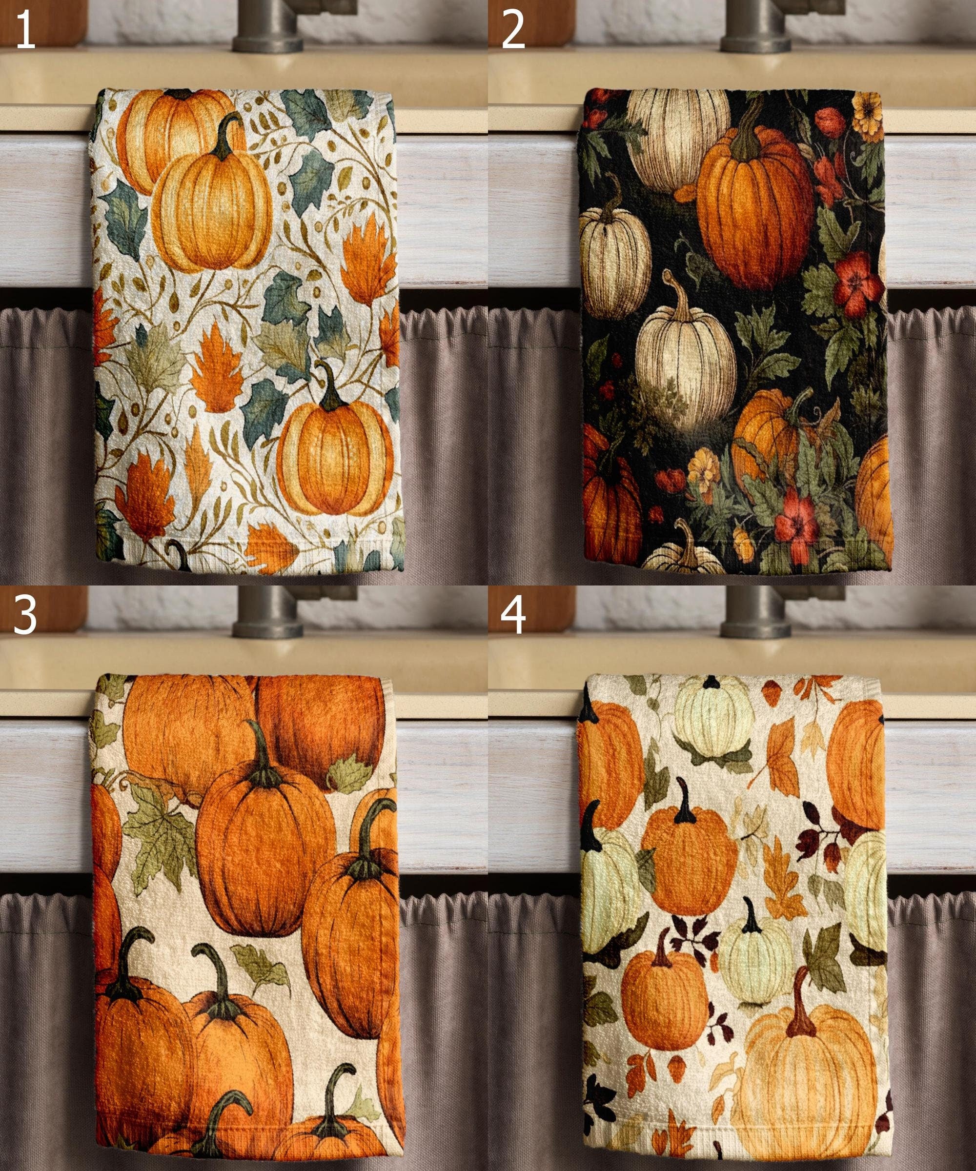 Autumn Pumpkin Tea Towels, Thanksgiving Pumpkin Dish Towel, Fall Orange Pumpkin Kitchen Towels, Pumpkin Harvest Tea Towels, Fall Hand Towel