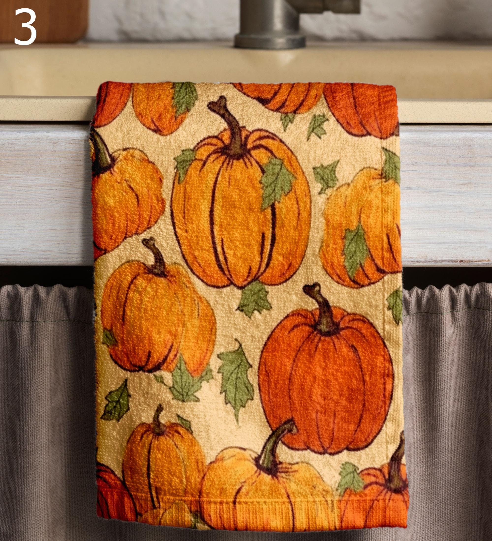 Thanksgiving Hand Towel, Autumn Pumpkin Tea Towels, Thanksgiving Pumpkin Dish Towel, Fall Orange Pumpkin Kitchen Towels, Pumpkin Tea Towels