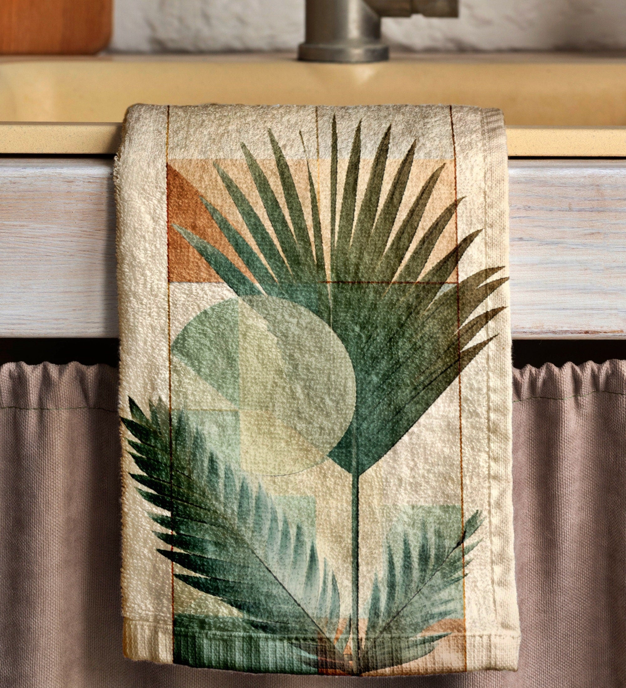 Tropical Abstract Tea Towels, Tropical Leaves Dish Towel, Exotic Leaf Hand Towel, Multicolor Botanical Kitchen Towels, Green Leaf Tea Towels