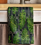 Tropical Botanical Tea Towels, Exotic Jungle Print Kitchen Towels, Dark Green Leaf Dish Towels, Boho Tropical Hand Towels