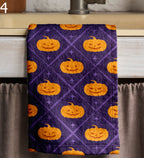 Halloween Tea Towels, Halloween Cute Bat Dish Towel, Halloween Hand Towel, Orange Halloween Print Kitchen Towels, Halloween Kitchen Decor