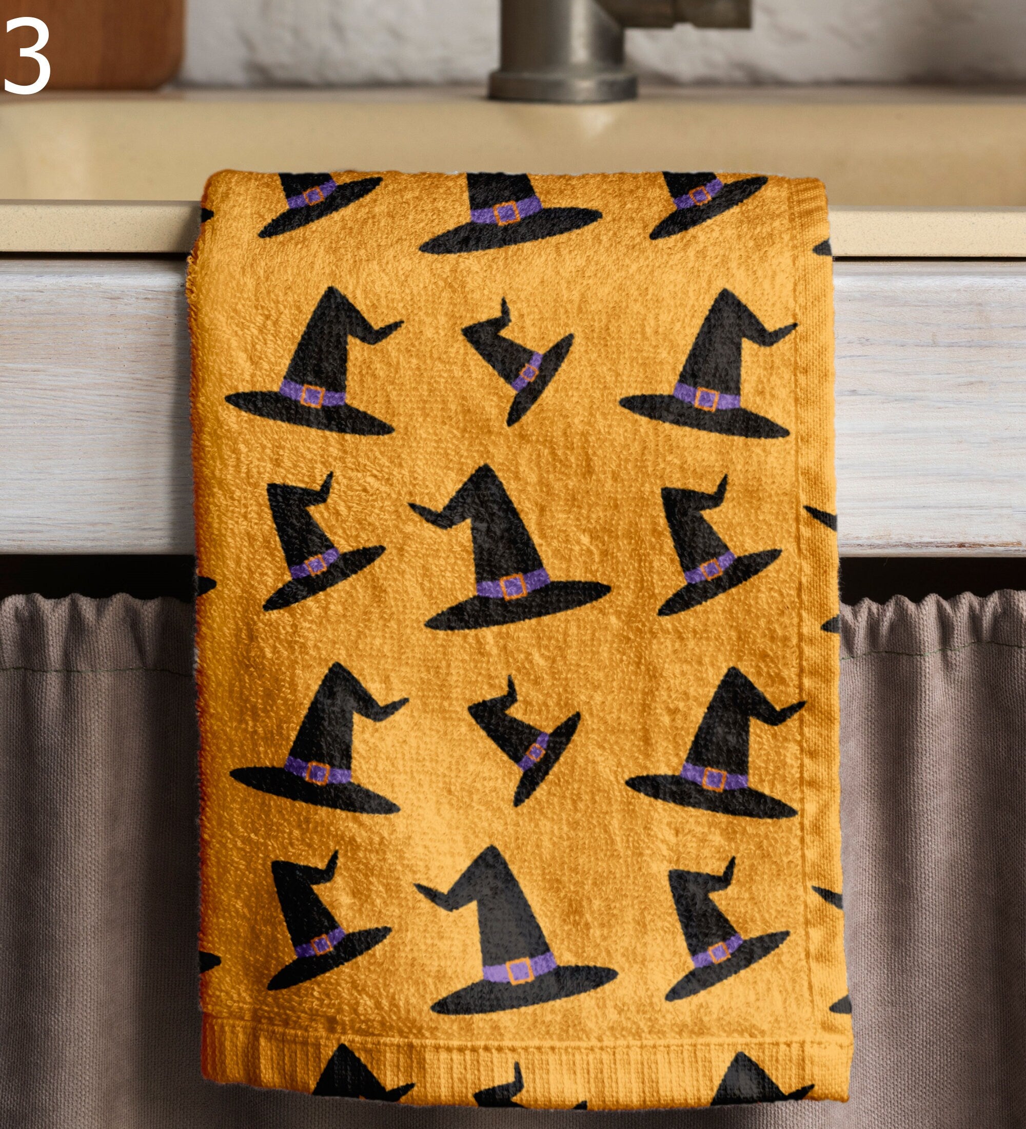 Halloween Tea Towels, Halloween Cute Bat Dish Towel, Halloween Hand Towel, Orange Halloween Print Kitchen Towels, Halloween Kitchen Decor