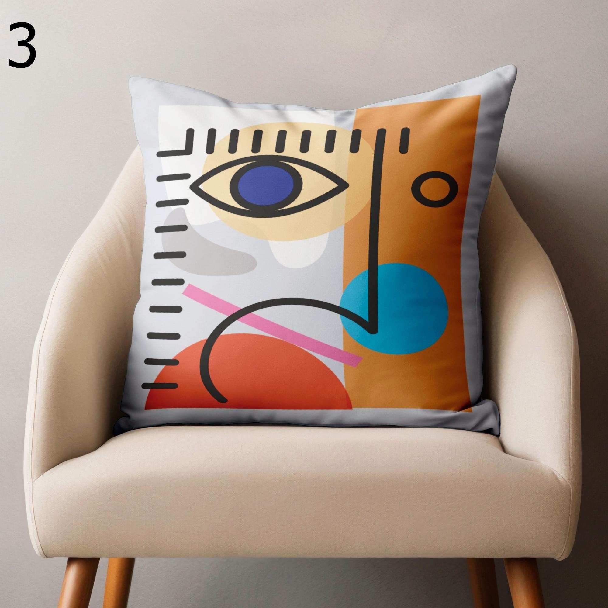 Modern Face Line Abstract Pillowcase, Picasso Style Throw Pillow Cover, Face Line Art Cushion Cover, Abstract Face Line Print Pillowcase
