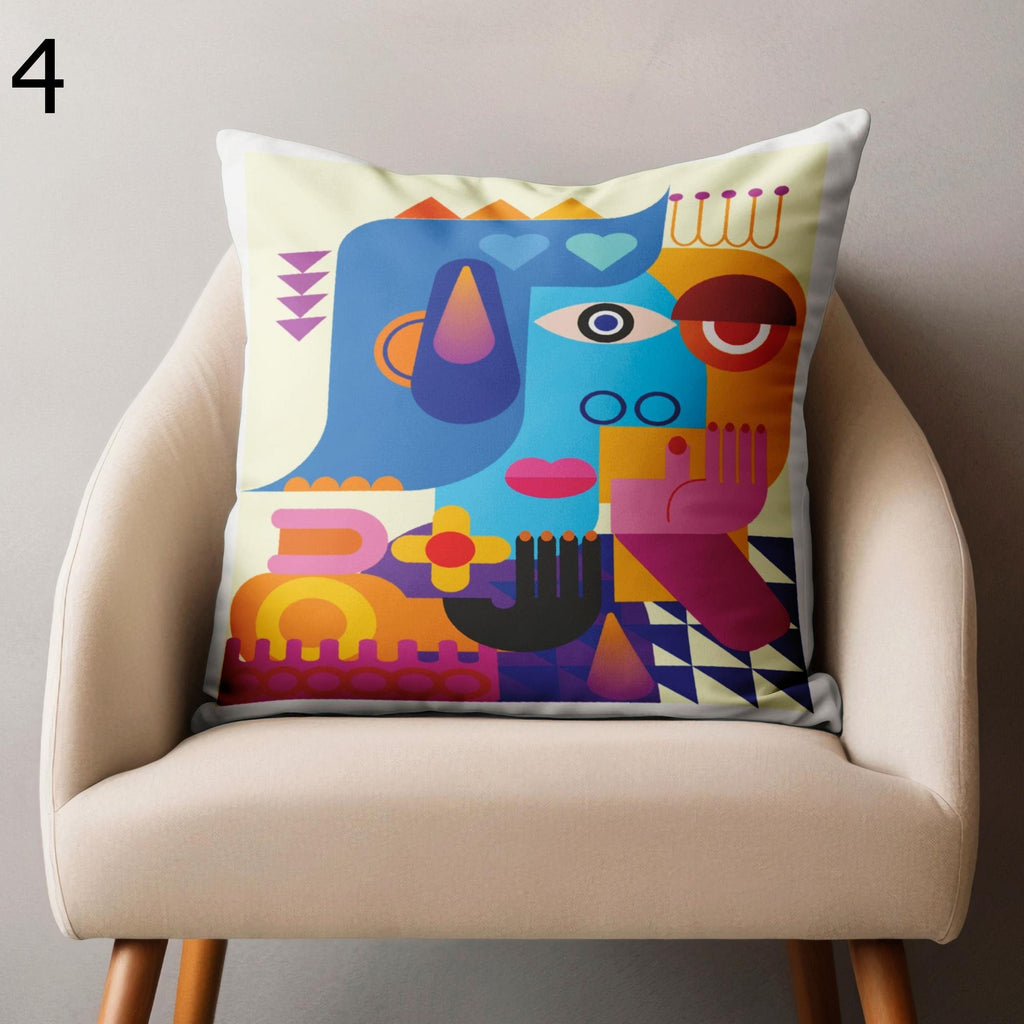 Modern Face Line Abstract Pillowcase, Picasso Style Throw Pillow Cover, Face Line Art Cushion Cover, Abstract Face Line Print Pillowcase