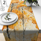 Autumn Tree Table Runner, Fall Dry Leaves Table Runners, Fall Table Runners, Autumn Table Decor, Seasonal Orange Leaves Table Runner