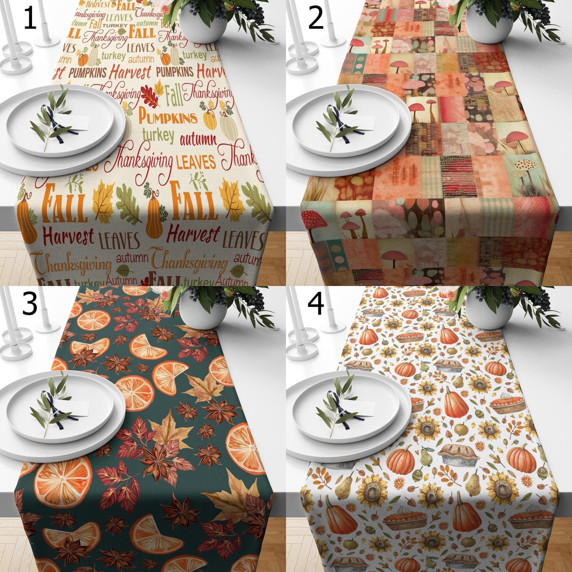 Thanksgiving Pumpkin Table Runner, Thanksgiving Table Runner, Fall Table Runner, Autumn Leaves Party Table Decor, Fall Harvest Table Runners