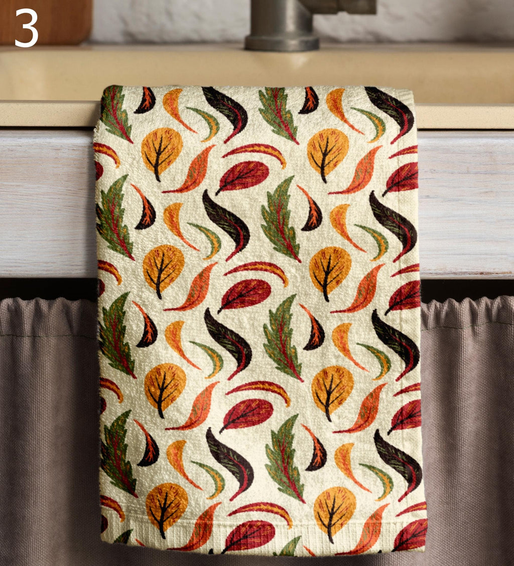 Autumn Leaves Tea Towels, Fall Dish Towel, Fall Orange Leaves Kitchen Towels, Autumn Leaf Tea Towels Kitchen Decor, Fall Leaf Hand Towel