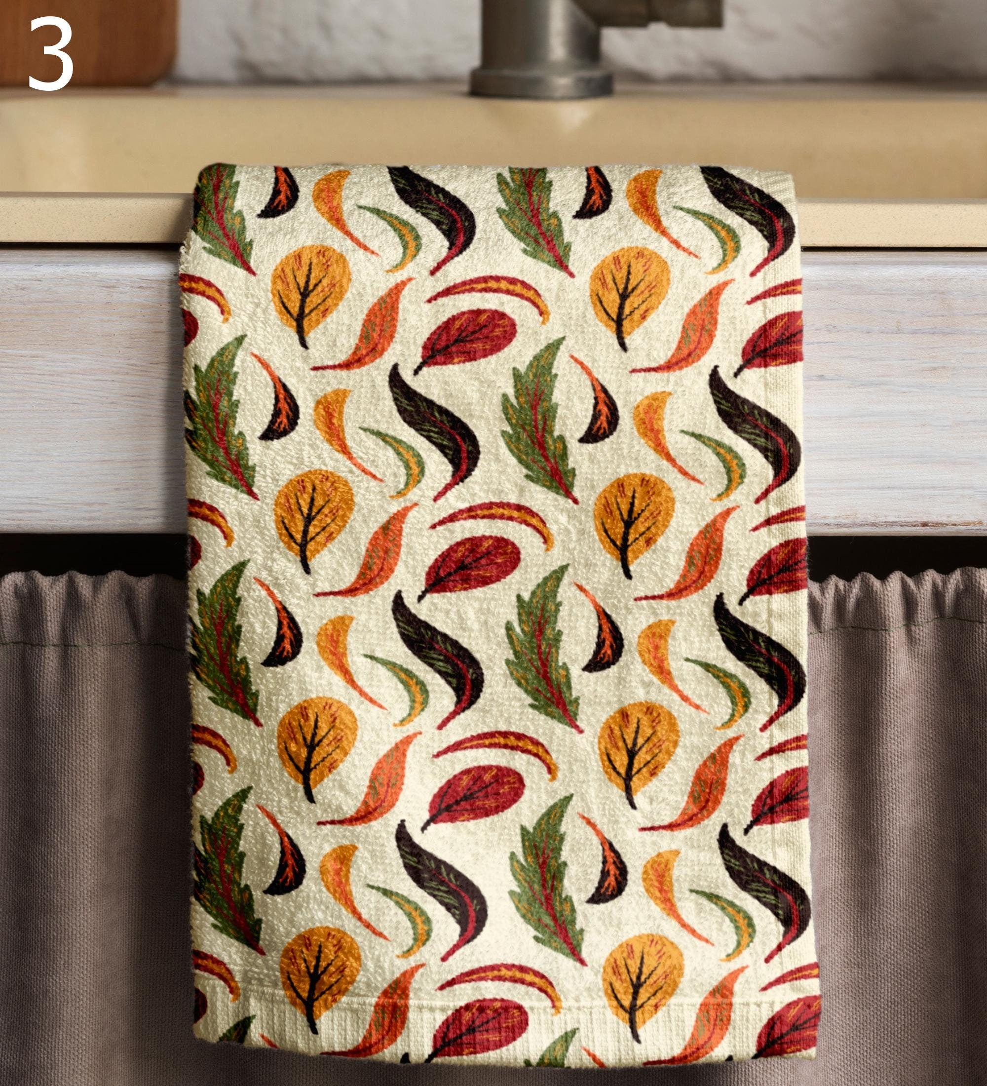 Autumn Leaves Tea Towels, Fall Dish Towel, Fall Orange Leaves Kitchen Towels, Autumn Leaf Tea Towels Kitchen Decor, Fall Leaf Hand Towel