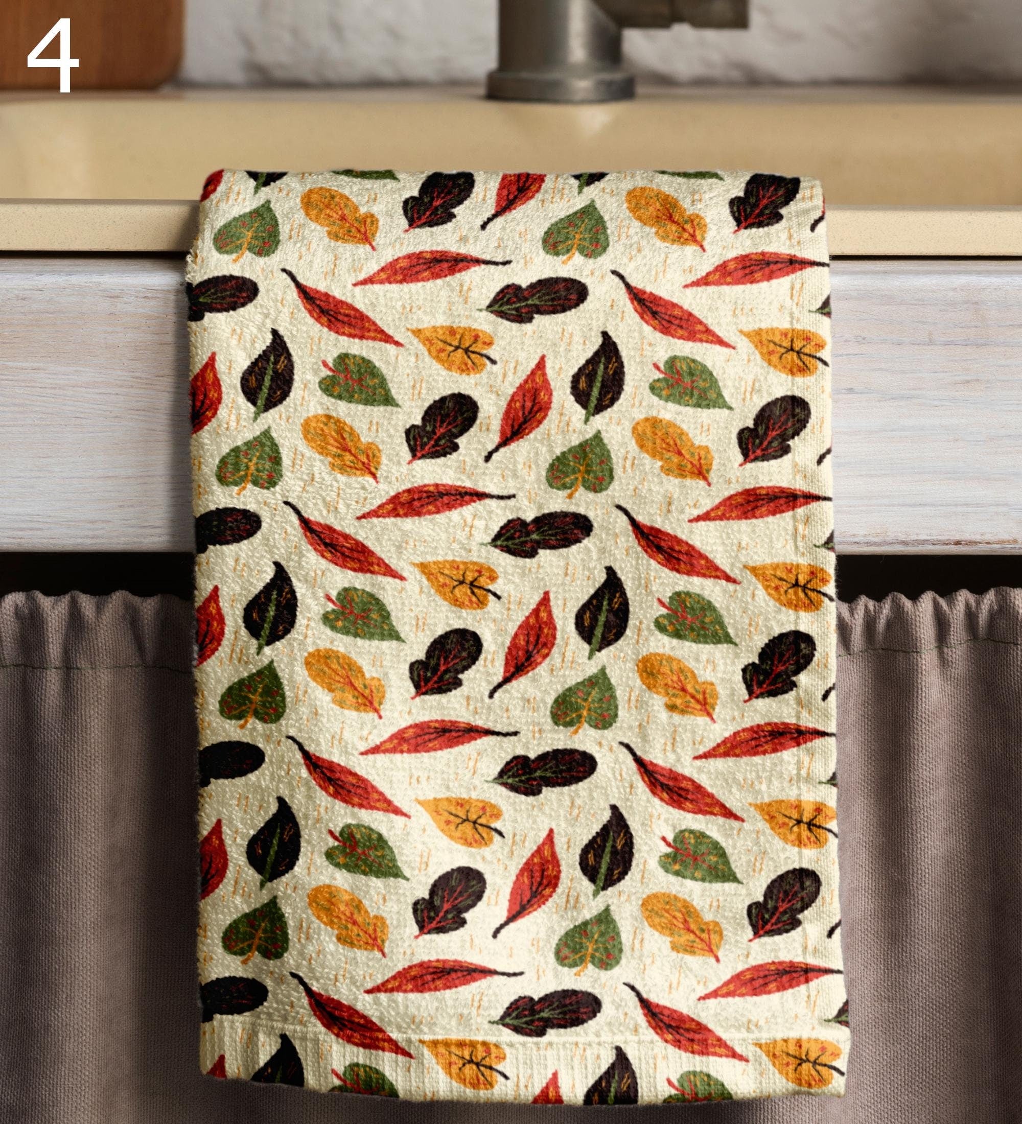 Autumn Leaves Tea Towels, Fall Dish Towel, Fall Orange Leaves Kitchen Towels, Autumn Leaf Tea Towels Kitchen Decor, Fall Leaf Hand Towel