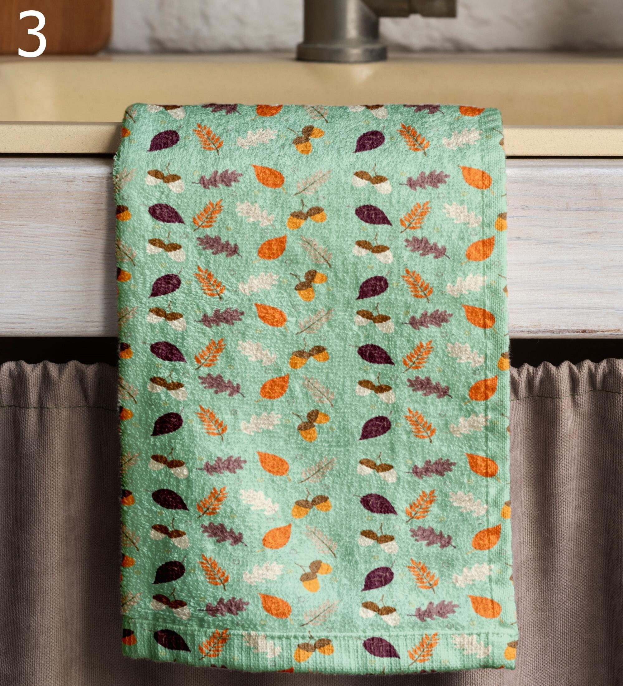 Autumn Mushroom Tea Towels, Fall Floral Dish Towel, Fall Leaves Kitchen Towels, Autumn Leaf Kitchen Decor, Fall Mushroom Hand Towel