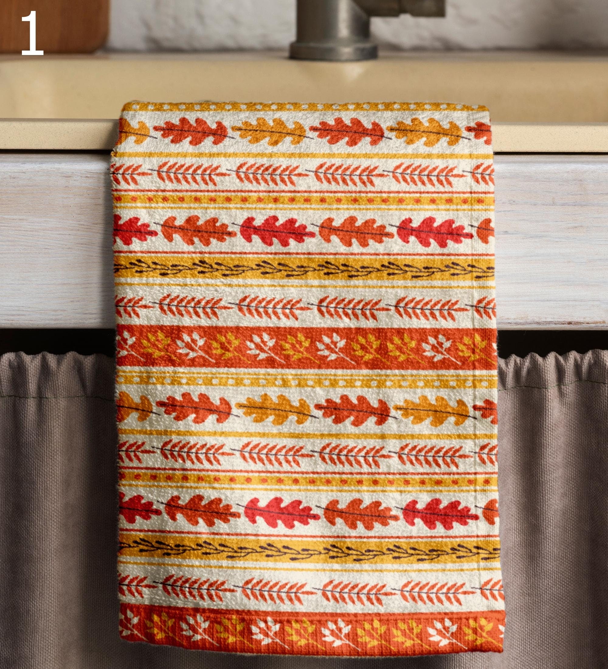 Fall Leaves Kitchen Towel, Autumn Tea Towel, Thanksgiving Dish Towels, Seasonal Kitchen Decor, Farmhause Autumn Tea Towels