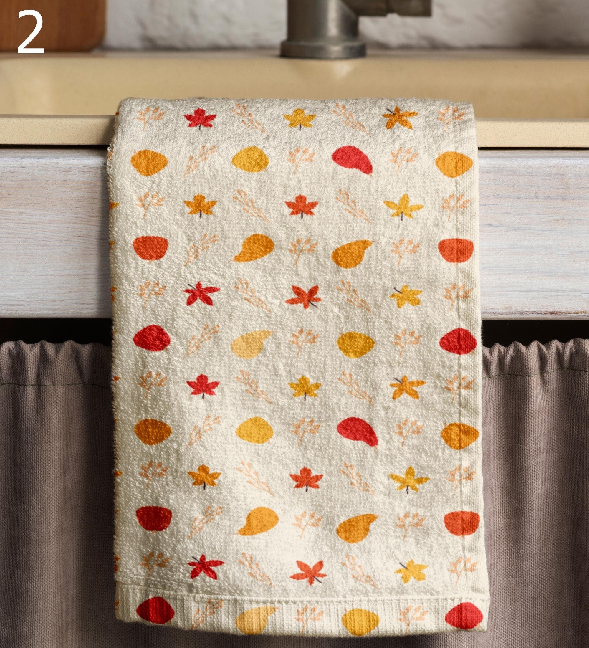 Fall Leaves Kitchen Towel, Autumn Tea Towel, Thanksgiving Dish Towels, Seasonal Kitchen Decor, Farmhause Autumn Tea Towels