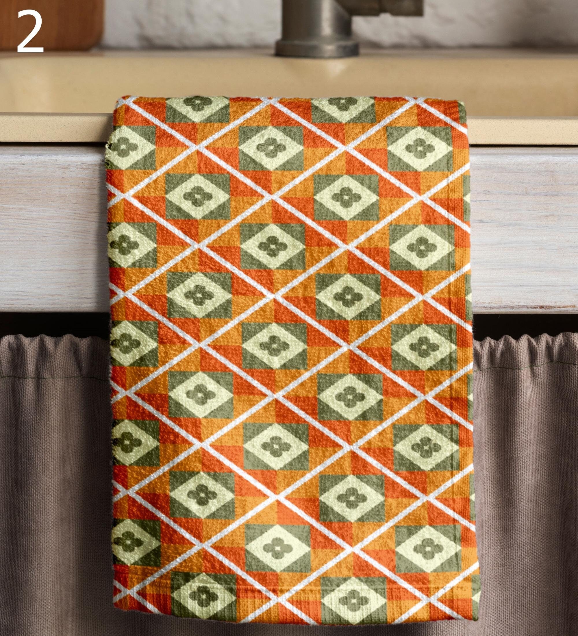 Mid Century Modern Tea Towels, Retro Dish Towels, 70s Tea Towels, MCM Hand Towels, Colorful Retro Towels, 80s Retro Vintage Dish Towels