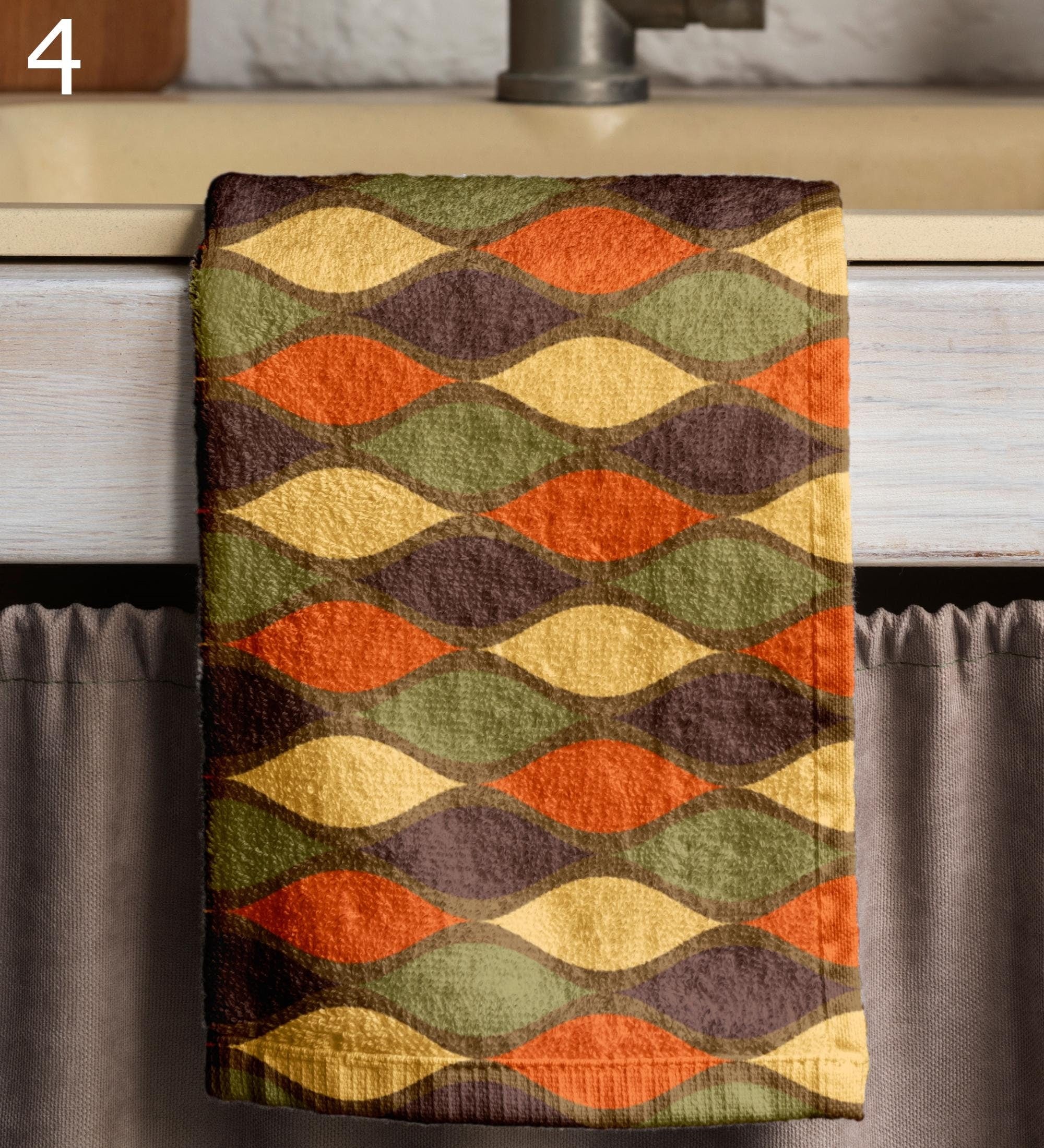 Mid Century Modern Tea Towels, Retro Dish Towels, 70s Tea Towels, MCM Hand Towels, Colorful Retro Towels, 80s Retro Vintage Dish Towels