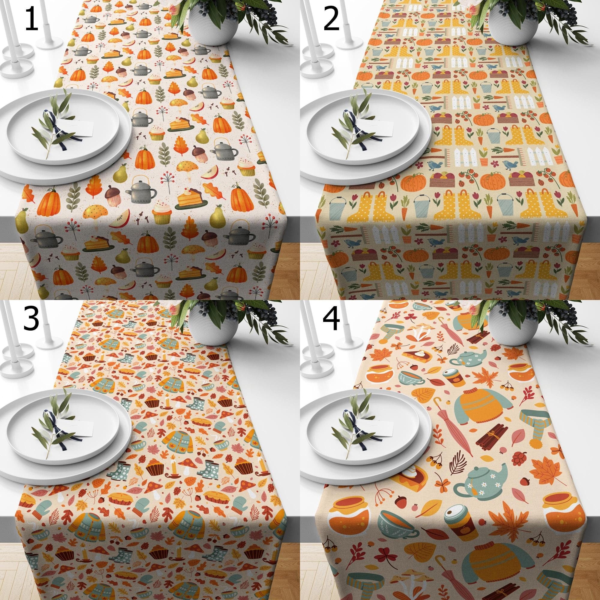 Autumn Pumpkin Table Runner, Thanksgiving Party Table Runner, Fall Harvest Runners, Fall Seosonal Party Runners, Thanksgiving Table Runners