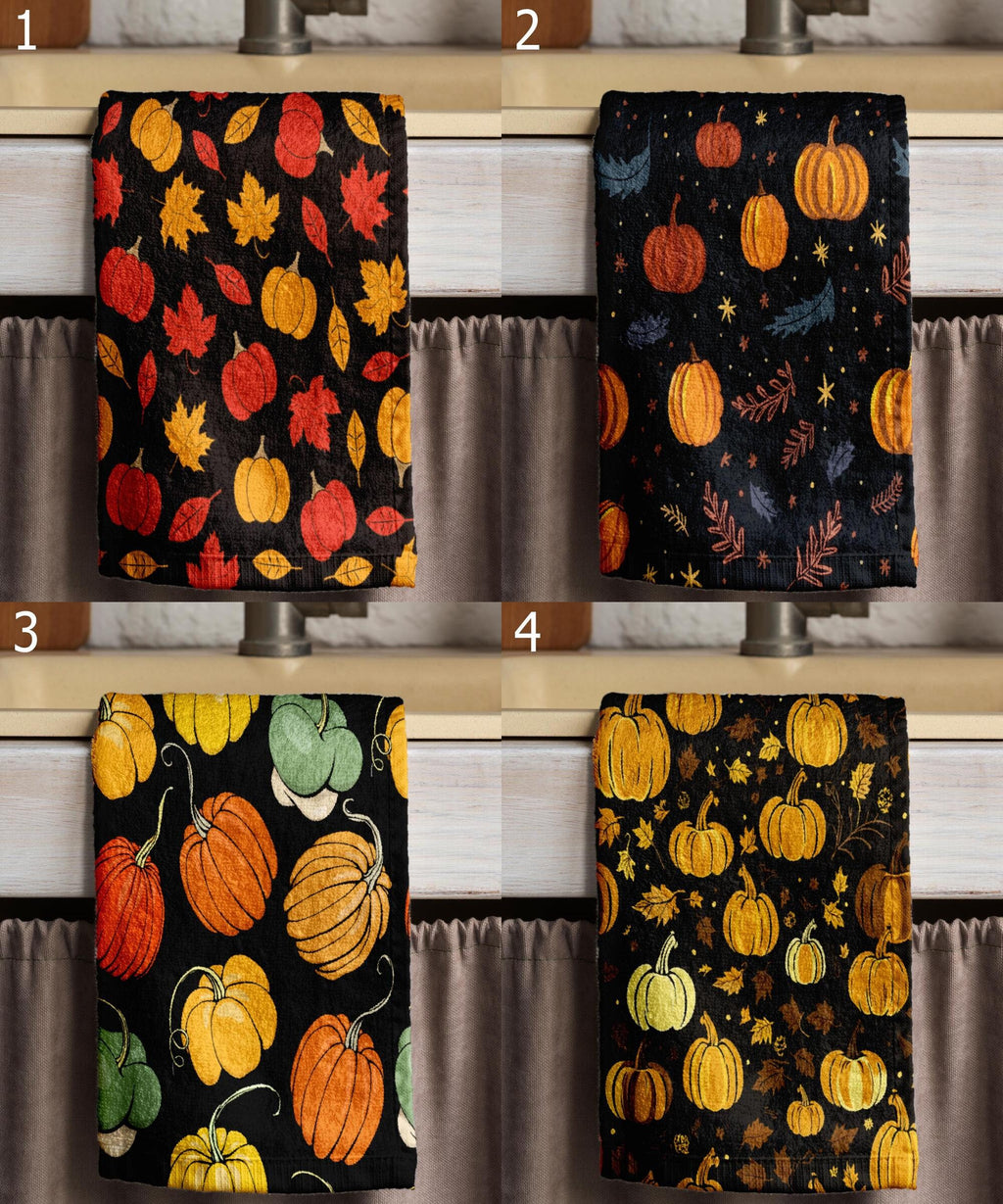 Autumn Pumpkin Tea Towels, Fall Harvest Hand Towel, Thanksgiving Dish Towel, Fall Kitchen Towels, Harvest Tea Towels, Autumn Gifts Kitchen
