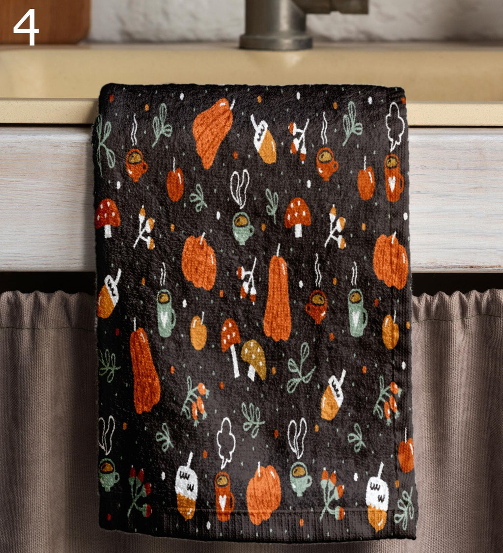 Autumn Leaves Tea Towels, Thanksgiving Dish Towel, Fall Kitchen Towels, Harvest Tea Towels, Fall Hand Towel