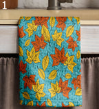 Fall Leaf Hand Towel, Autumn Leaves Tea Towels, Fall Dish Towel, Orange Leaves Kitchen Towels, Autumn Leaf Tea Towels Kitchen Decor