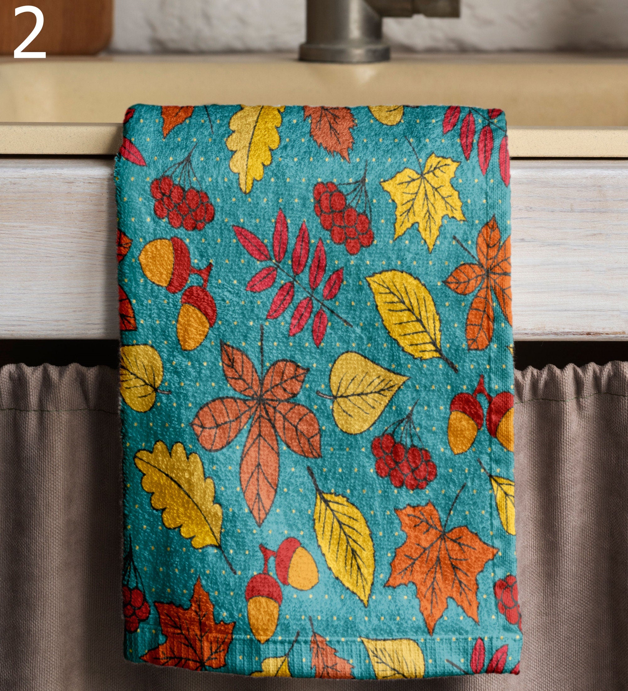 Fall Orange Leaves Kitchen Towels, Fall Leaf Hand Towel, Autumn Leaves Tea Towels, Fall Dish Towel, Autumn Leaf Tea Towels Kitchen Decor