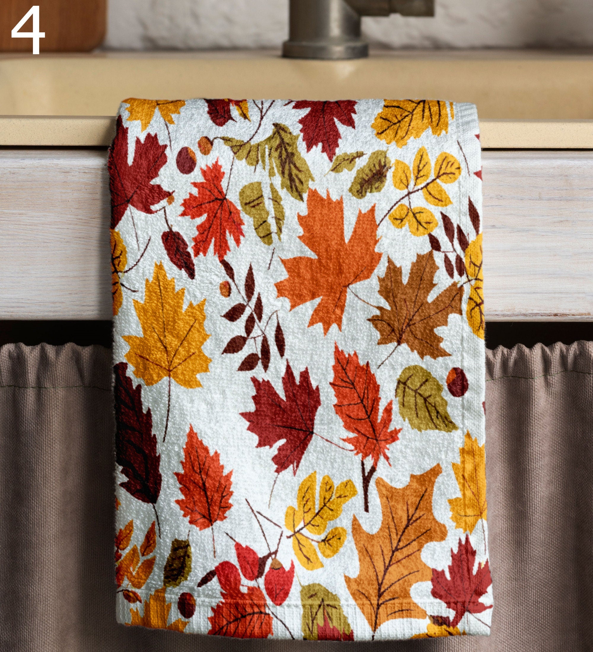 Autumn Leaves Tea Towels, Fall Dish Towel, Autumn Leaf Tea Towels Kitchen Decor, Fall Orange Leaves Kitchen Towels, Fall Leaf Hand Towel