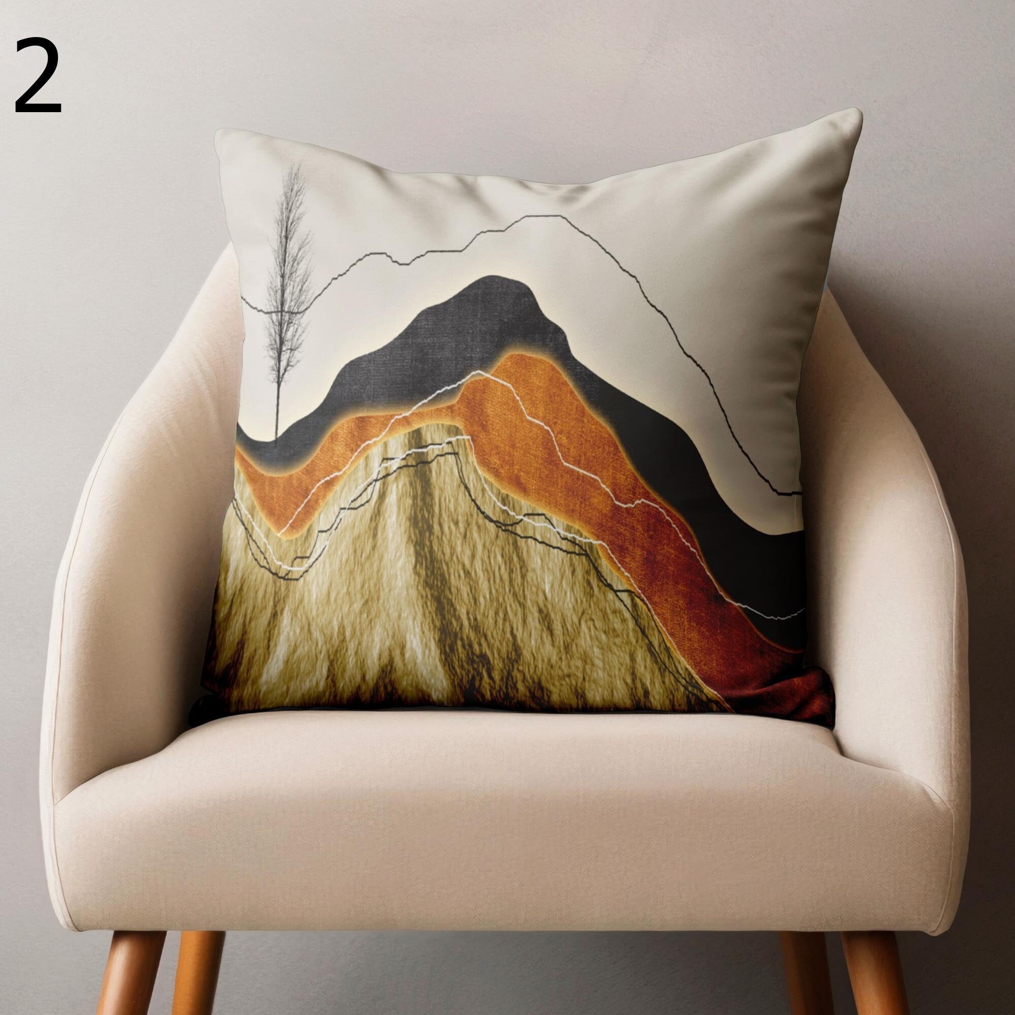Abstract Mountain Throw Pillow Cover, Modern Landscape Cushion Cover, Landscape Minimalist Home Decor, Modern Abstract Pillowcases