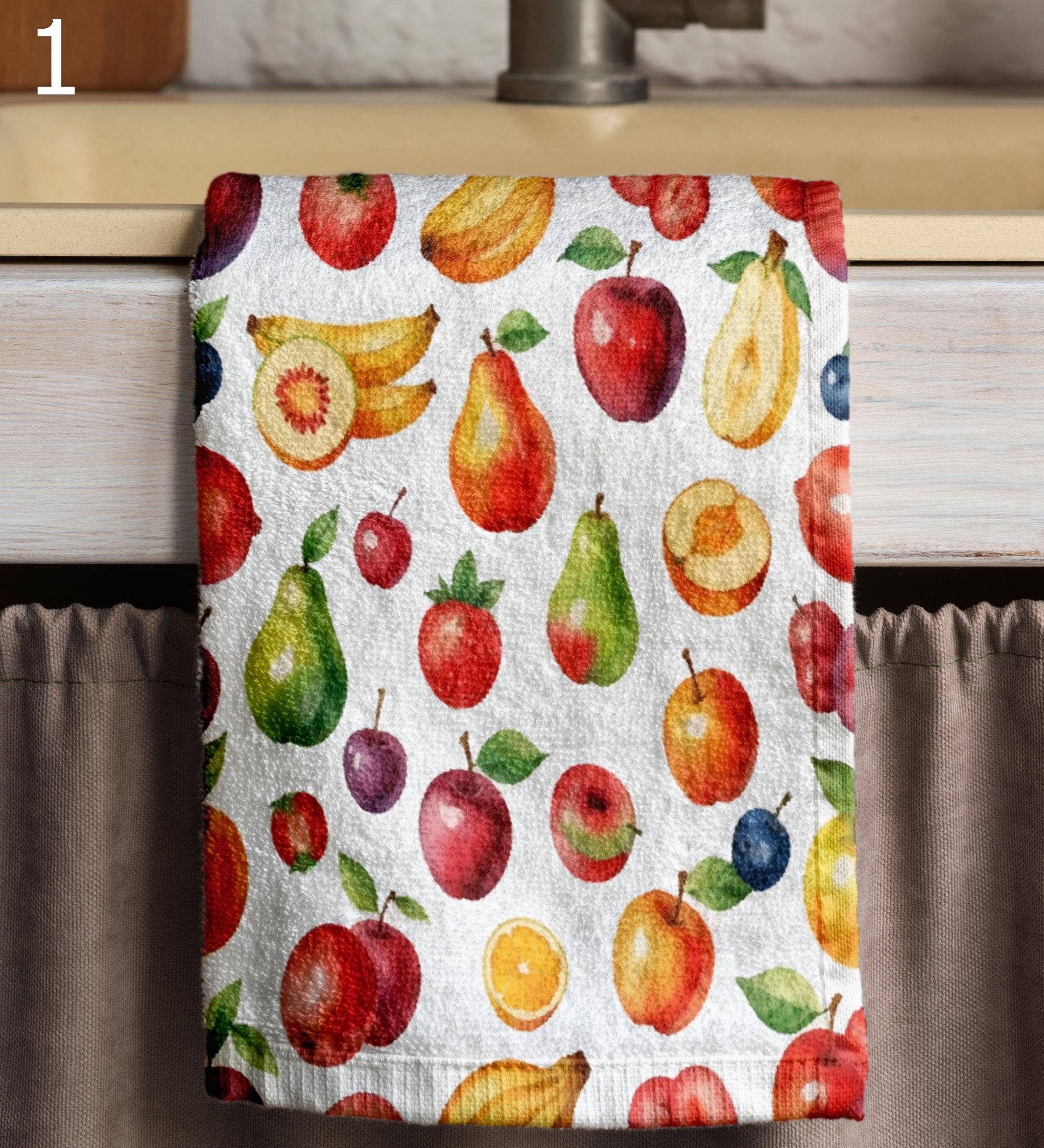 Fruit Tea Towels, Fresh Fruit Dish Towel, Berry Fruit Hand Towels, Colorful Fruit Kitchen Towels, Fruit Kitchen Decor Towel