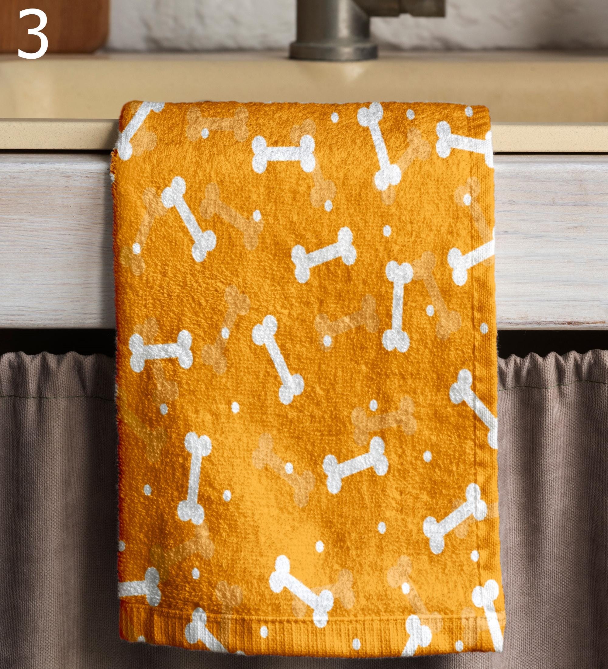 Happy Halloween Tea Towels, Halloween Bat Kitchen Decor, Halloween Orange Kitchen Towels, Spooky Hand Towels, Halloween Gifts Kitchen