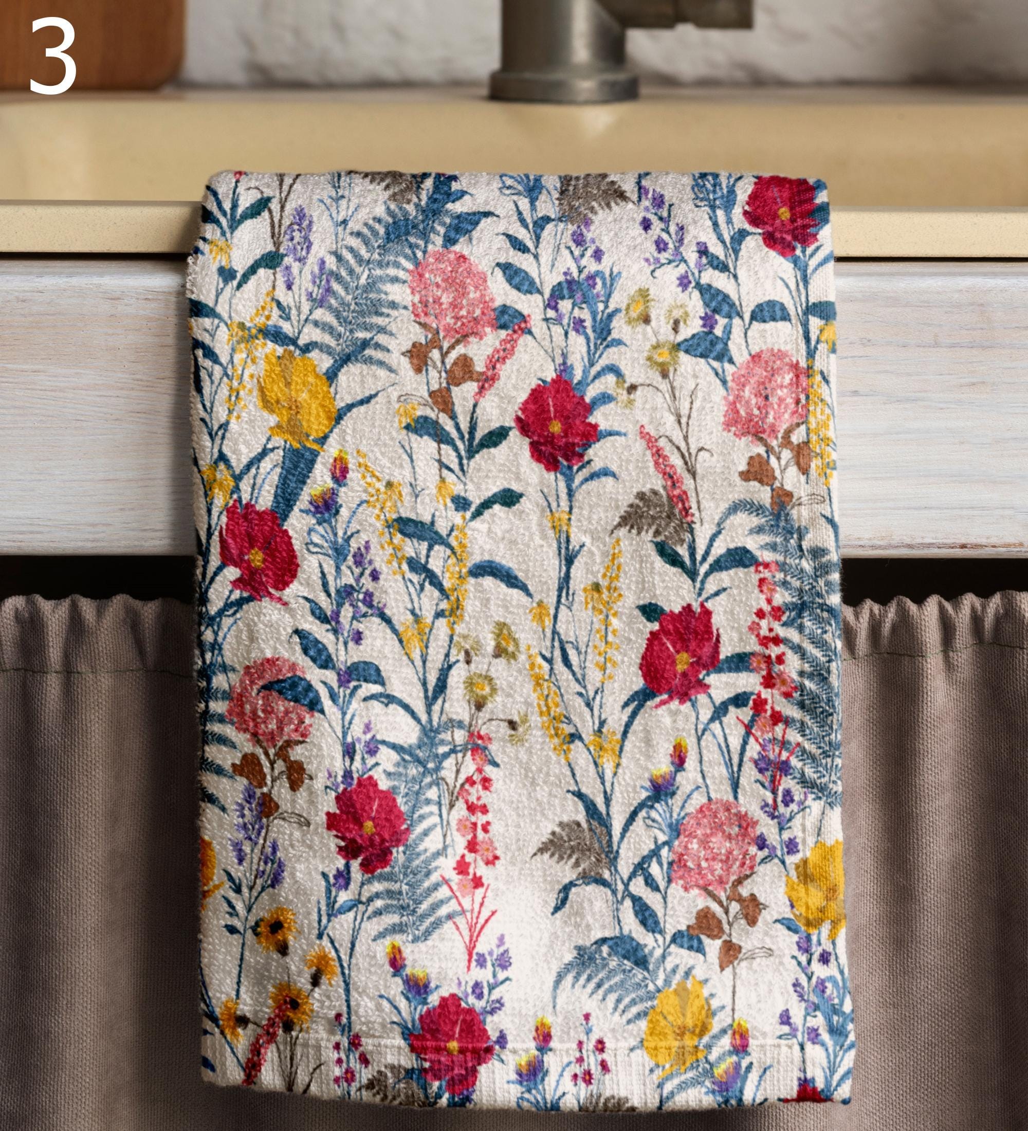 Floral Kitchen Towels, Modern Painting Floral Tea Towels, Colorful Floral Print Dish Towel, Floral Abstract Hand Towel, Flowers Hand Towels
